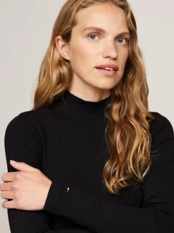 Sukienki*Tommy Hilfiger Sukienka Midi Z Półgolfem I Plisowanym Dołem BLACK