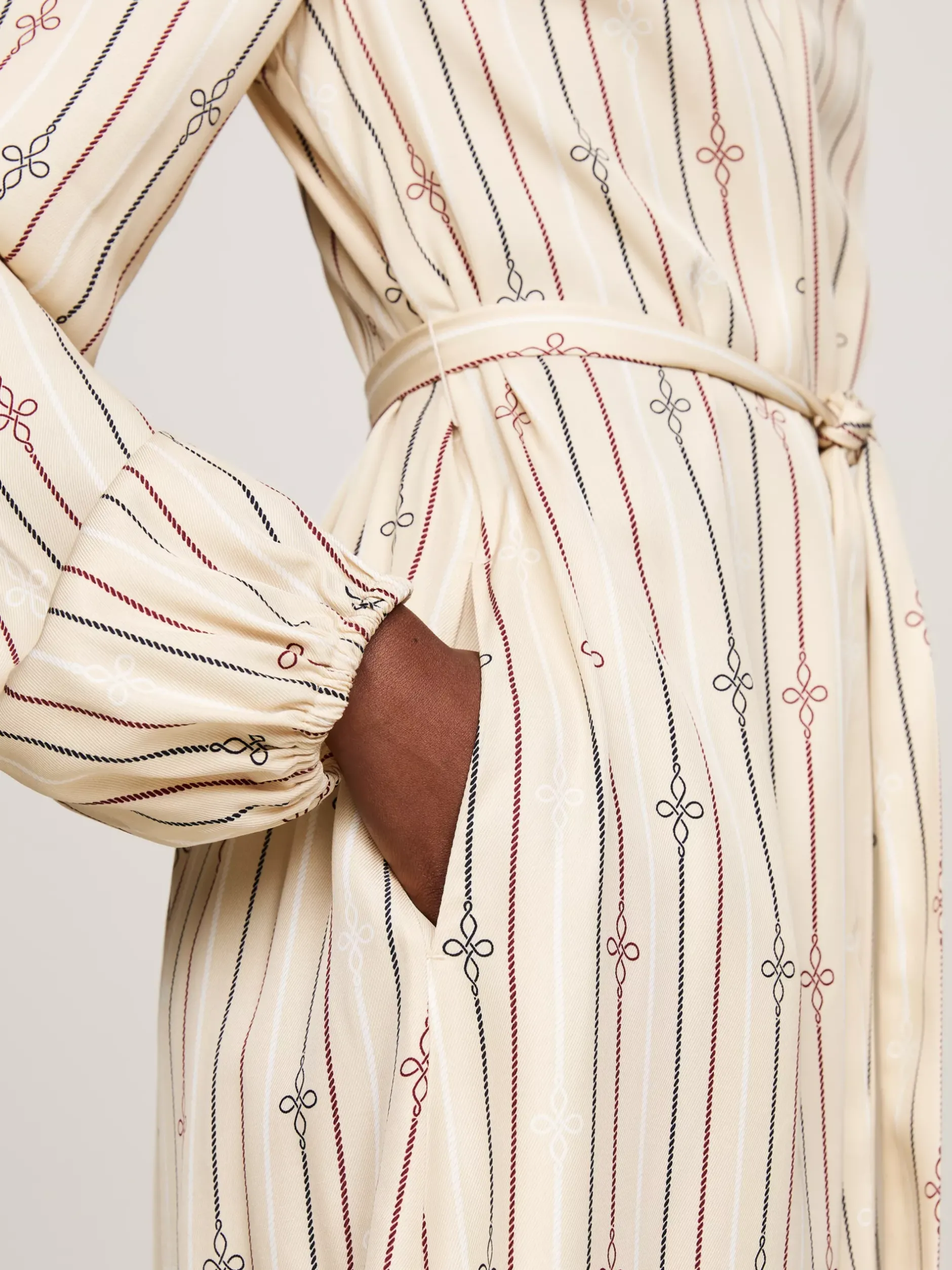 Sukienki*Tommy Hilfiger Sukienka Mini MULTI ROPE KNOT STP/ COUNTRY IVORY