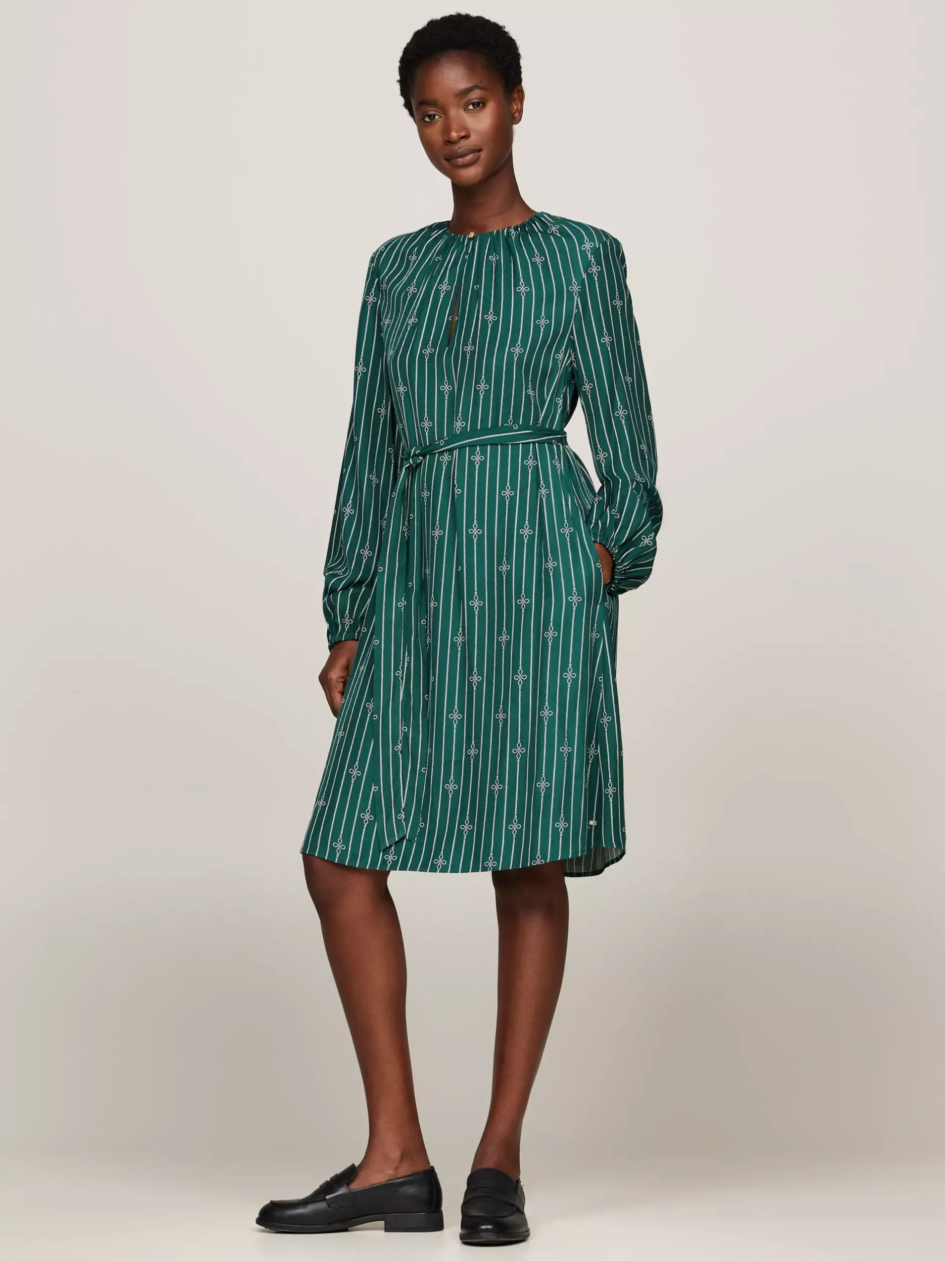 Sukienki*Tommy Hilfiger Sukienka Mini ROPE STRIPE KNOT/ GREEN