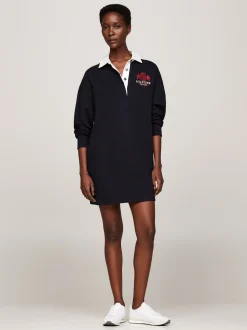 Sukienki*Tommy Hilfiger Sukienka Mini O Luźnym Kroju W Stylu Rugby DESERT SKY