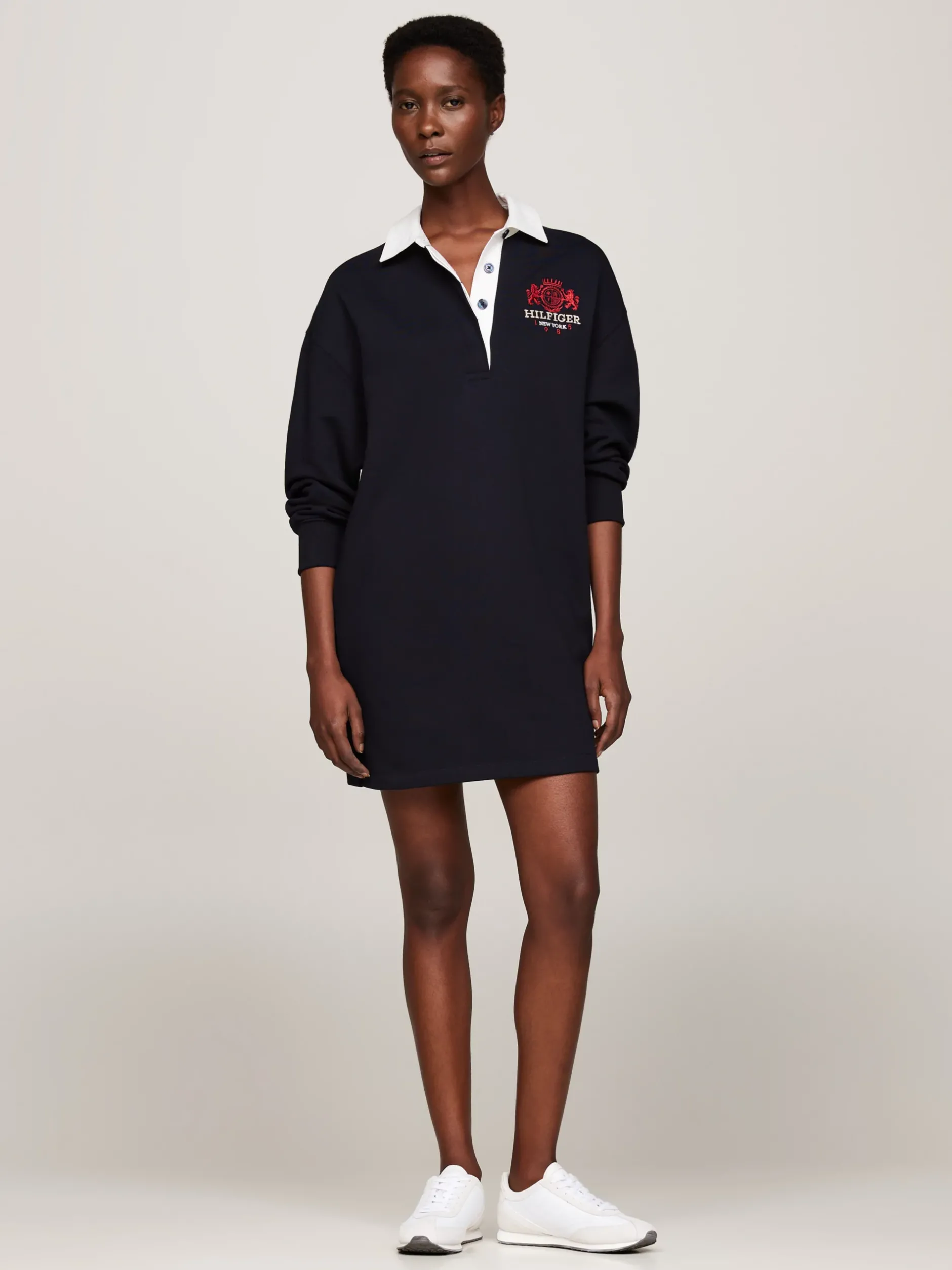 Sukienki*Tommy Hilfiger Sukienka Mini O Luźnym Kroju W Stylu Rugby DESERT SKY