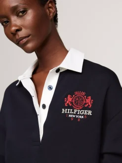 Sukienki*Tommy Hilfiger Sukienka Mini O Luźnym Kroju W Stylu Rugby DESERT SKY