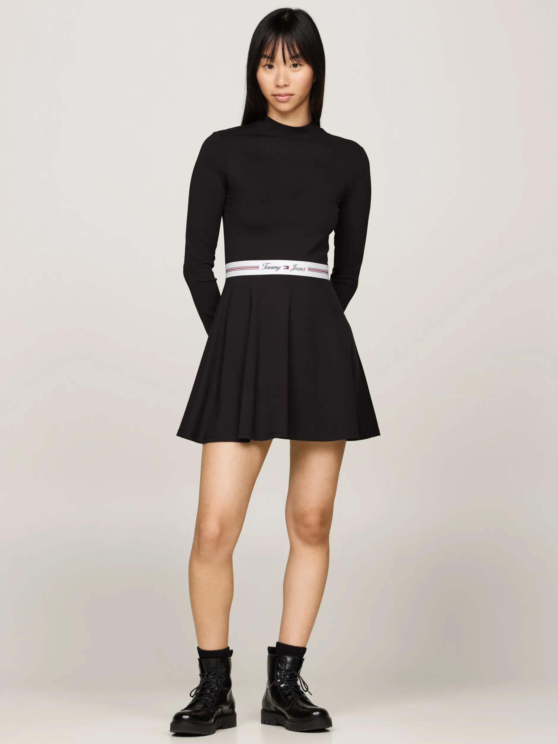 Sukienki*Tommy Hilfiger Sukienka Mini Z Półgolfem BLACK