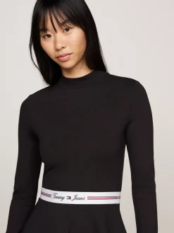 Sukienki*Tommy Hilfiger Sukienka Mini Z Półgolfem BLACK