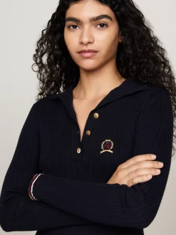 Sukienki*Tommy Hilfiger Sukienka Polo Midi Z Kaszmirem DESERT SKY