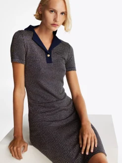 Sukienki*Tommy Hilfiger Sukienka Polo Mini Z Rozkloszowanym Dołem DESERT SKY/ GOLD LUREX STP