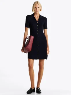 Sukienki*Tommy Hilfiger Sukienka Polo Mini Z Zapięciem Na Guziki DESERT SKY