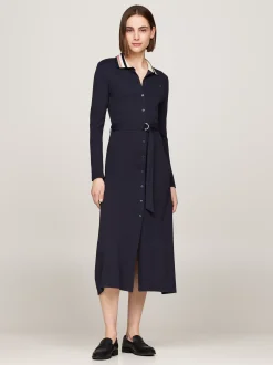 Sukienki*Tommy Hilfiger Sukienka Polo O Długości Maxi Z Paskiem DESERT SKY