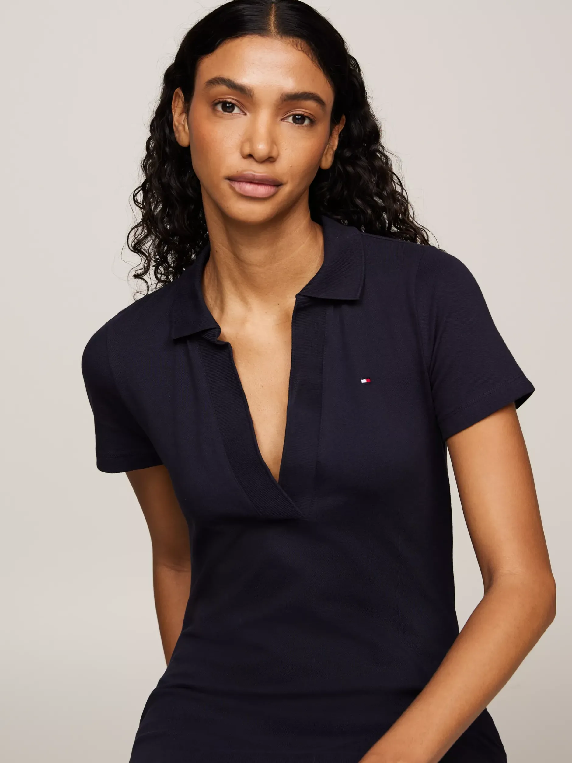 Sukienki*Tommy Hilfiger Sukienka Polo Z Dekoltem W Szpic DESERT SKY