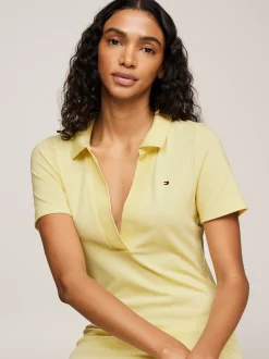 Sukienki*Tommy Hilfiger Sukienka Polo Z Dekoltem W Szpic LEMON ZEST
