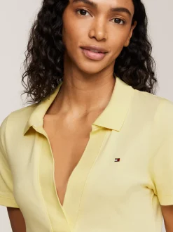 Sukienki*Tommy Hilfiger Sukienka Polo Z Dekoltem W Szpic LEMON ZEST
