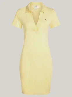 Sukienki*Tommy Hilfiger Sukienka Polo Z Dekoltem W Szpic LEMON ZEST