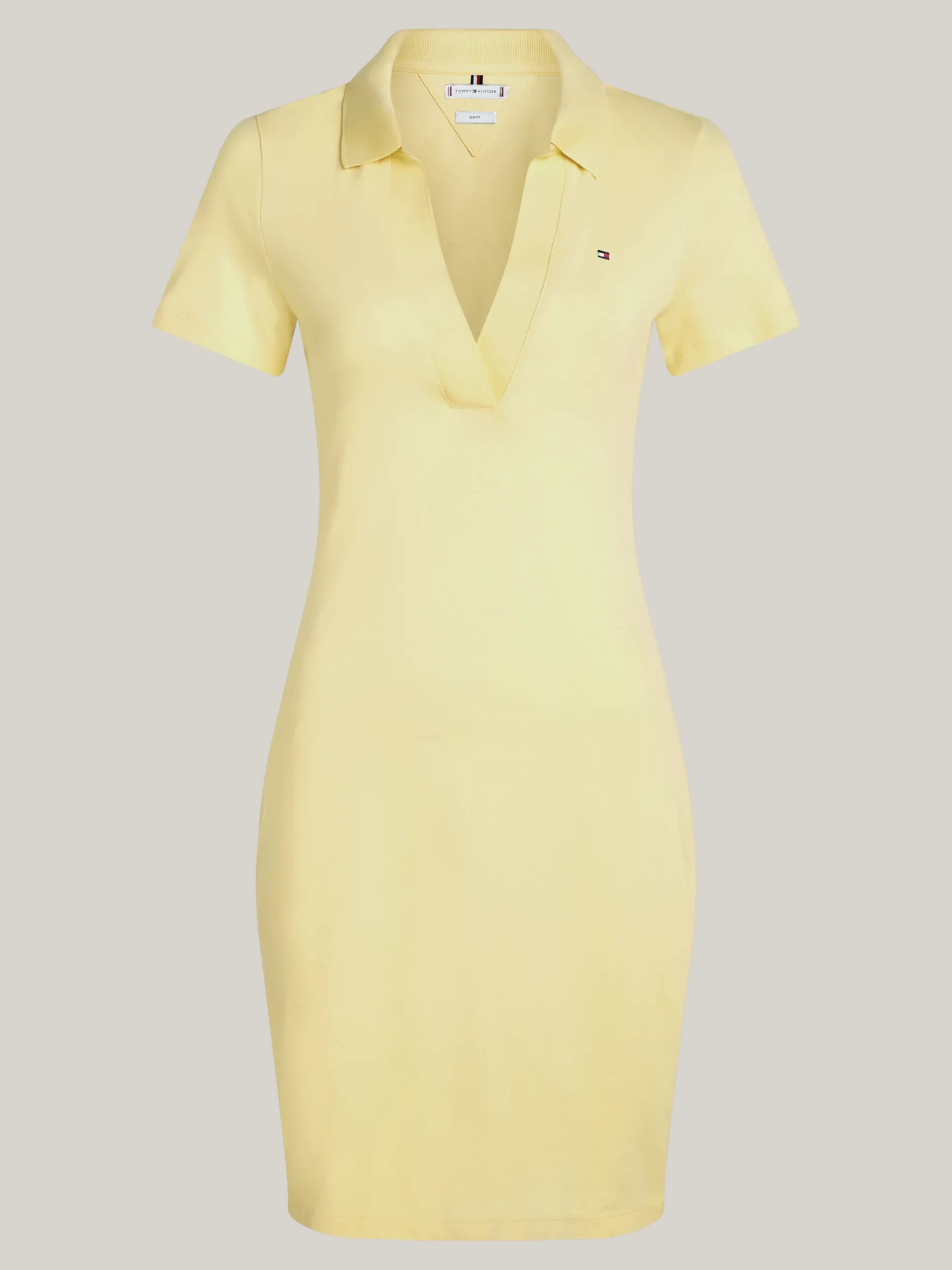 Sukienki*Tommy Hilfiger Sukienka Polo Z Dekoltem W Szpic LEMON ZEST
