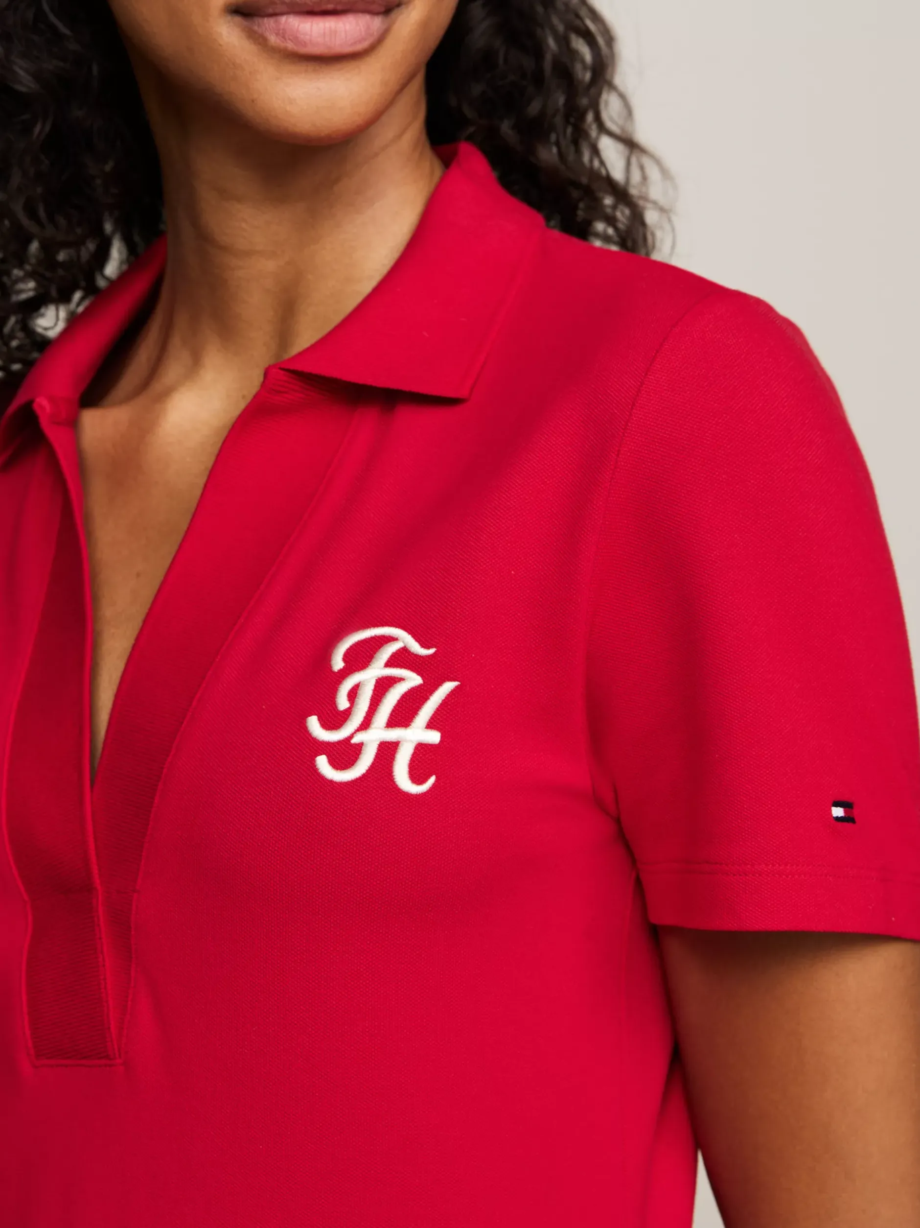 Sukienki*Tommy Hilfiger Sukienka Polo Z Kaligrafowanym Logo PRIMARY RED