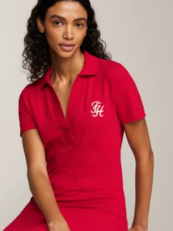 Sukienki*Tommy Hilfiger Sukienka Polo Z Kaligrafowanym Logo PRIMARY RED