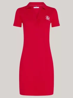 Sukienki*Tommy Hilfiger Sukienka Polo Z Kaligrafowanym Logo PRIMARY RED