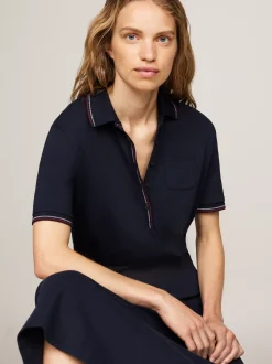 Sukienki*Tommy Hilfiger Sukienka Polo Z Rozszerzanym Dołem DESERT SKY