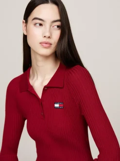 Sukienki*Tommy Hilfiger Sukienka Swetrowa Mini Z Kołnierzykiem Polo REGATTA RED