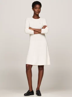 Sukienki*Tommy Hilfiger Sukienka Swetrowa Mini Z Czystej Wełny IVORY PETAL HEATHER