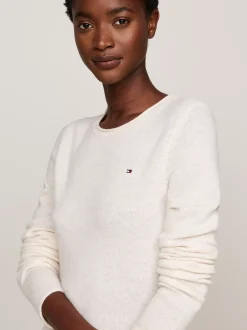 Sukienki*Tommy Hilfiger Sukienka Swetrowa Mini Z Czystej Wełny IVORY PETAL HEATHER