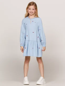 Sukienki*Tommy Hilfiger Sukienka Z Rozszerzanym Dołem DENIM MEDIUM