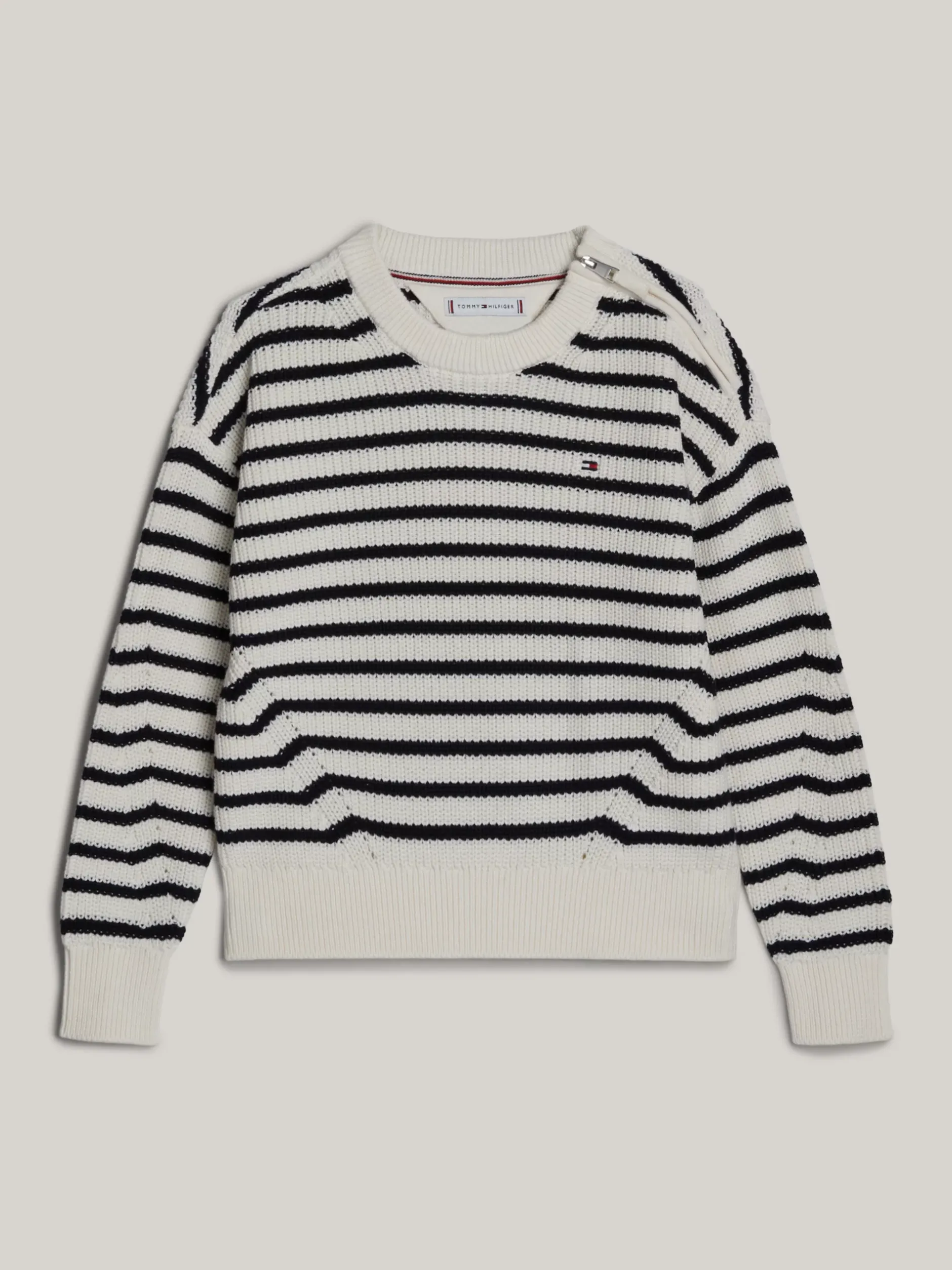 Dzianina*Tommy Hilfiger Sweter Adaptive O Luźnym Kroju W Paski ANCIENT WHITE DESERT SKY STRIPE