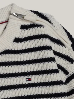 Dzianina*Tommy Hilfiger Sweter Adaptive O Luźnym Kroju W Paski ANCIENT WHITE DESERT SKY STRIPE