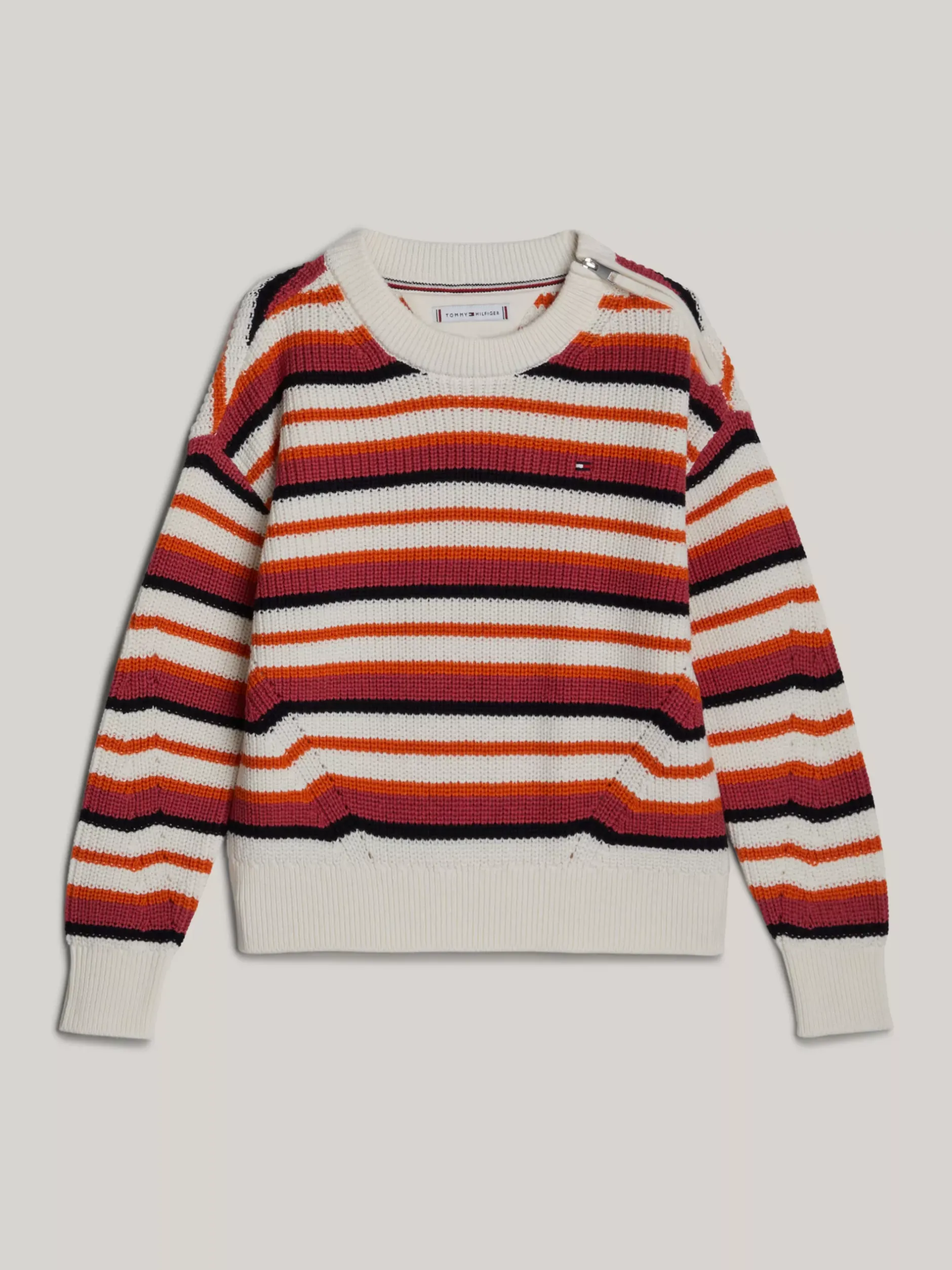 Dzianina*Tommy Hilfiger Sweter Adaptive O Luźnym Kroju W Paski ANCIENT WHITE STRIPE MULTICOLOR