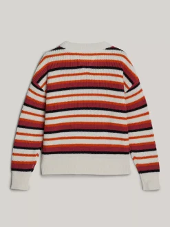 Dzianina*Tommy Hilfiger Sweter Adaptive O Luźnym Kroju W Paski ANCIENT WHITE STRIPE MULTICOLOR