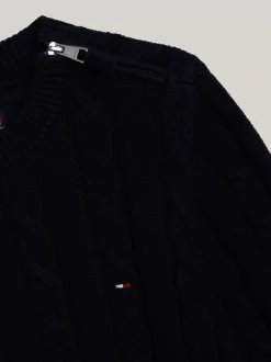 Dzianina*Tommy Hilfiger Sweter Adaptive O Splocie Warkoczowym DESERT SKY