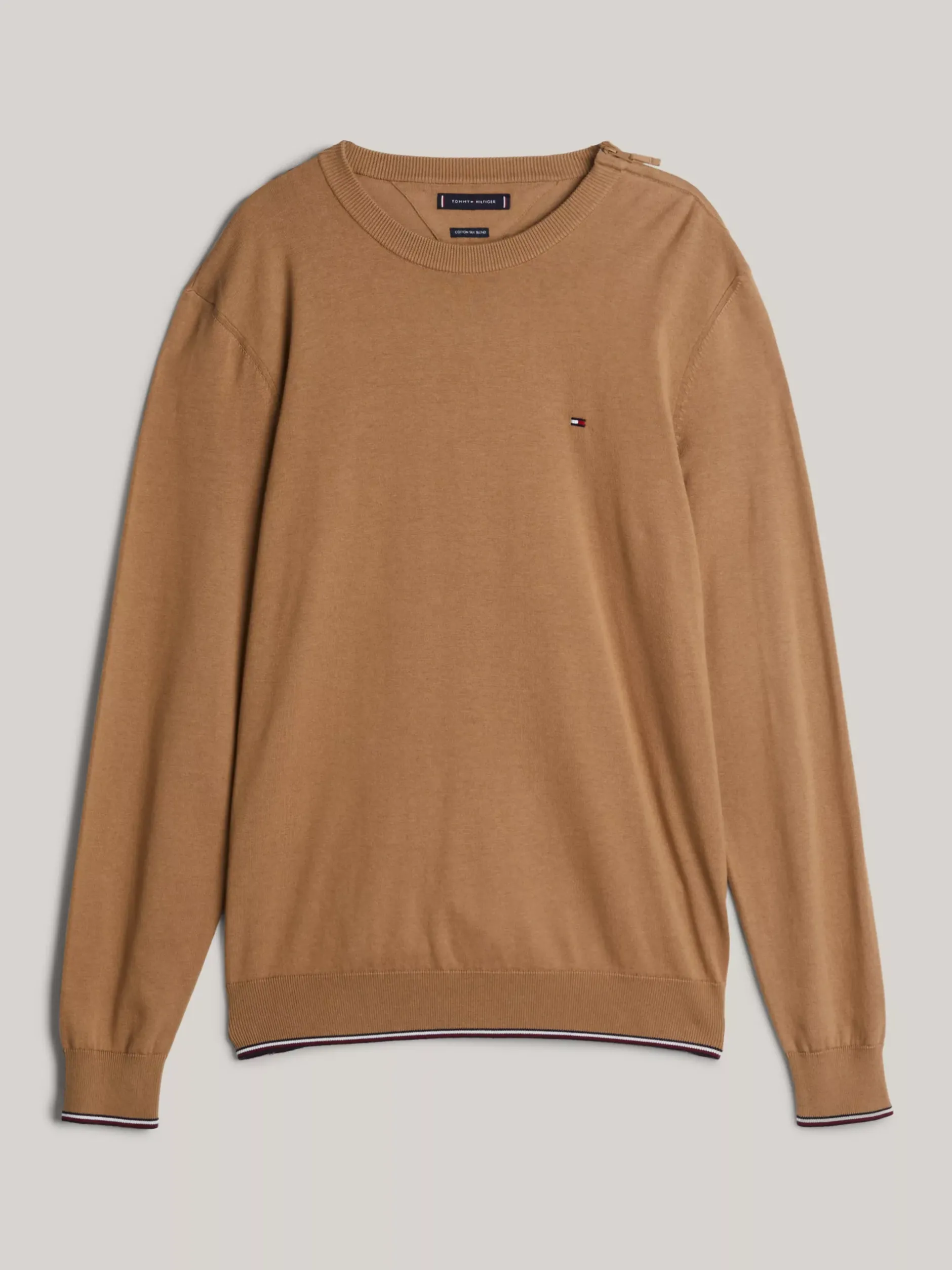 Swetry Z Okrągłym Dekoltem|Swetry*Tommy Hilfiger Sweter Adaptive Z Dodatkiem Jedwabiu SAFARI CANVAS