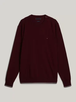 Swetry Z Okrągłym Dekoltem|Swetry*Tommy Hilfiger Sweter Adaptive Z Dodatkiem Jedwabiu DEEP ROUGE