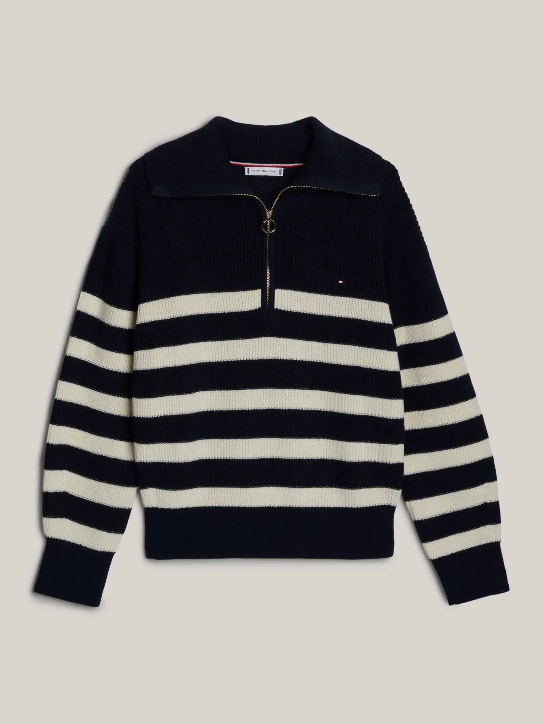 Swetry|Dzianina*Tommy Hilfiger Sweter Adaptive Z Zamkiem Do Połowy Długości DESERT SKY/IVORY PETAL STRIPE