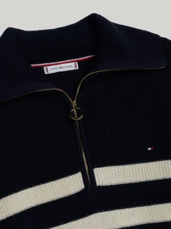Swetry|Dzianina*Tommy Hilfiger Sweter Adaptive Z Zamkiem Do Połowy Długości DESERT SKY/IVORY PETAL STRIPE