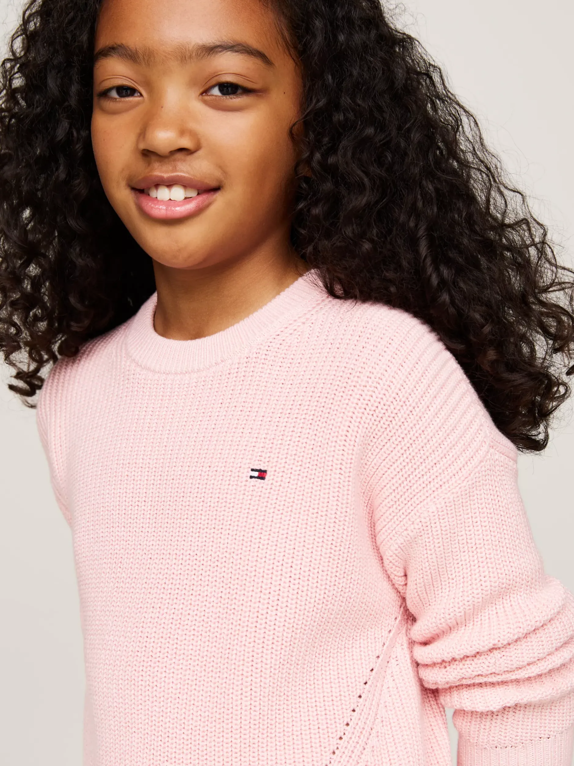 Dzianina*Tommy Hilfiger Sweter Essential O Luźnym Kroju SOFT ROSE
