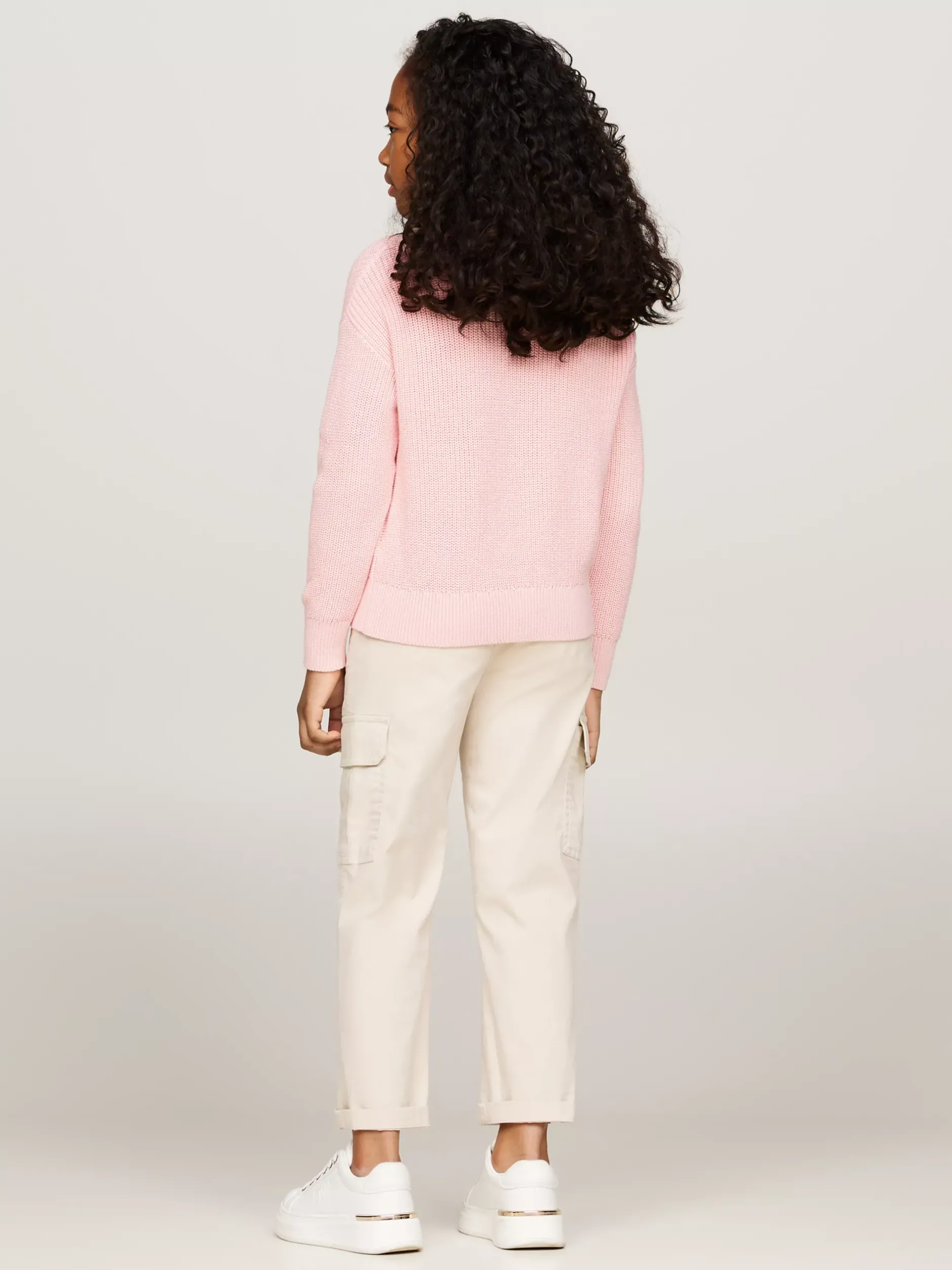 Dzianina*Tommy Hilfiger Sweter Essential O Luźnym Kroju SOFT ROSE