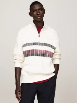 Sweter Z Zamkiem|Swetry*Tommy Hilfiger Sweter Global O Luźnym Kroju IVORY