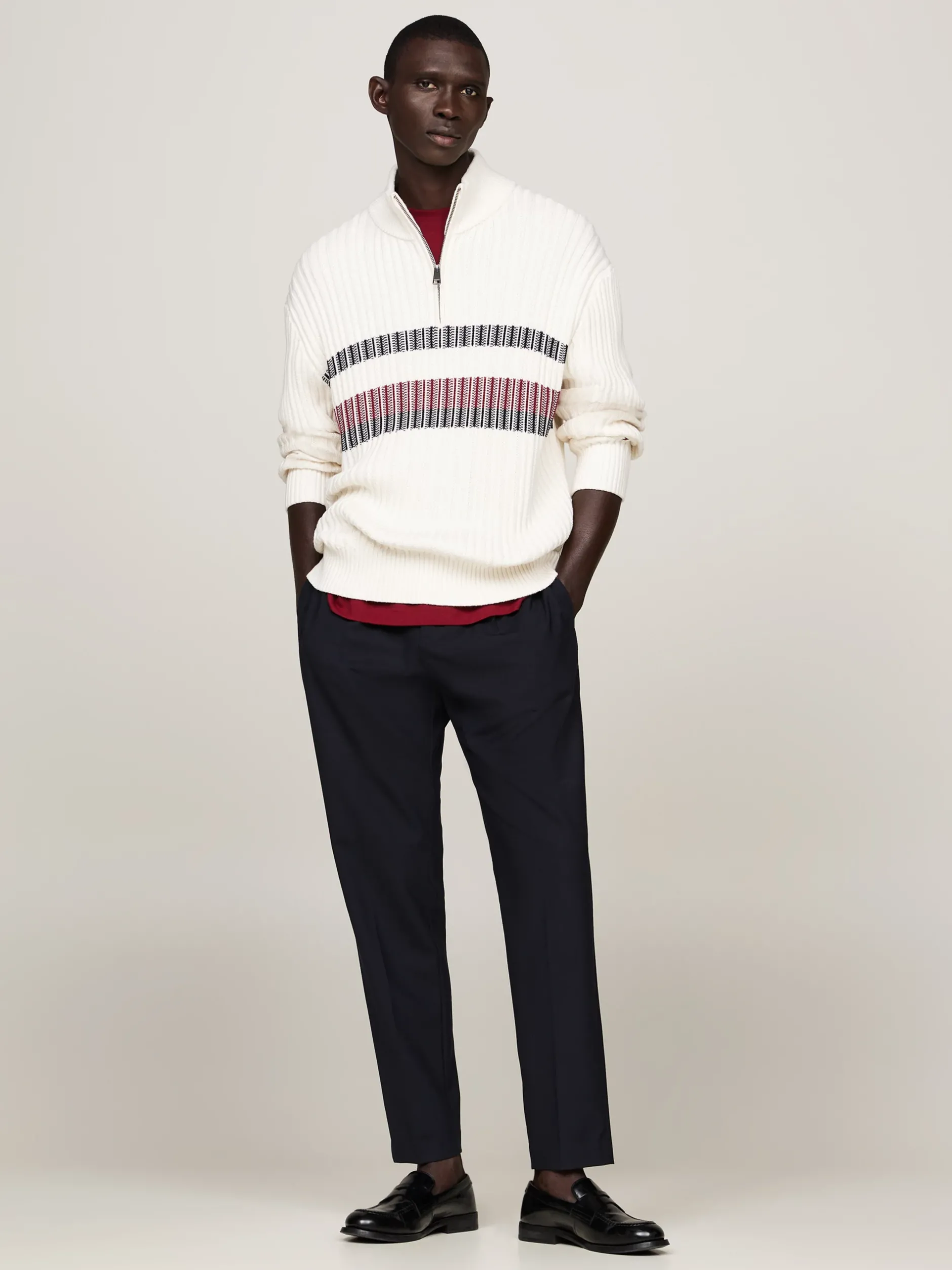 Sweter Z Zamkiem|Swetry*Tommy Hilfiger Sweter Global O Luźnym Kroju IVORY