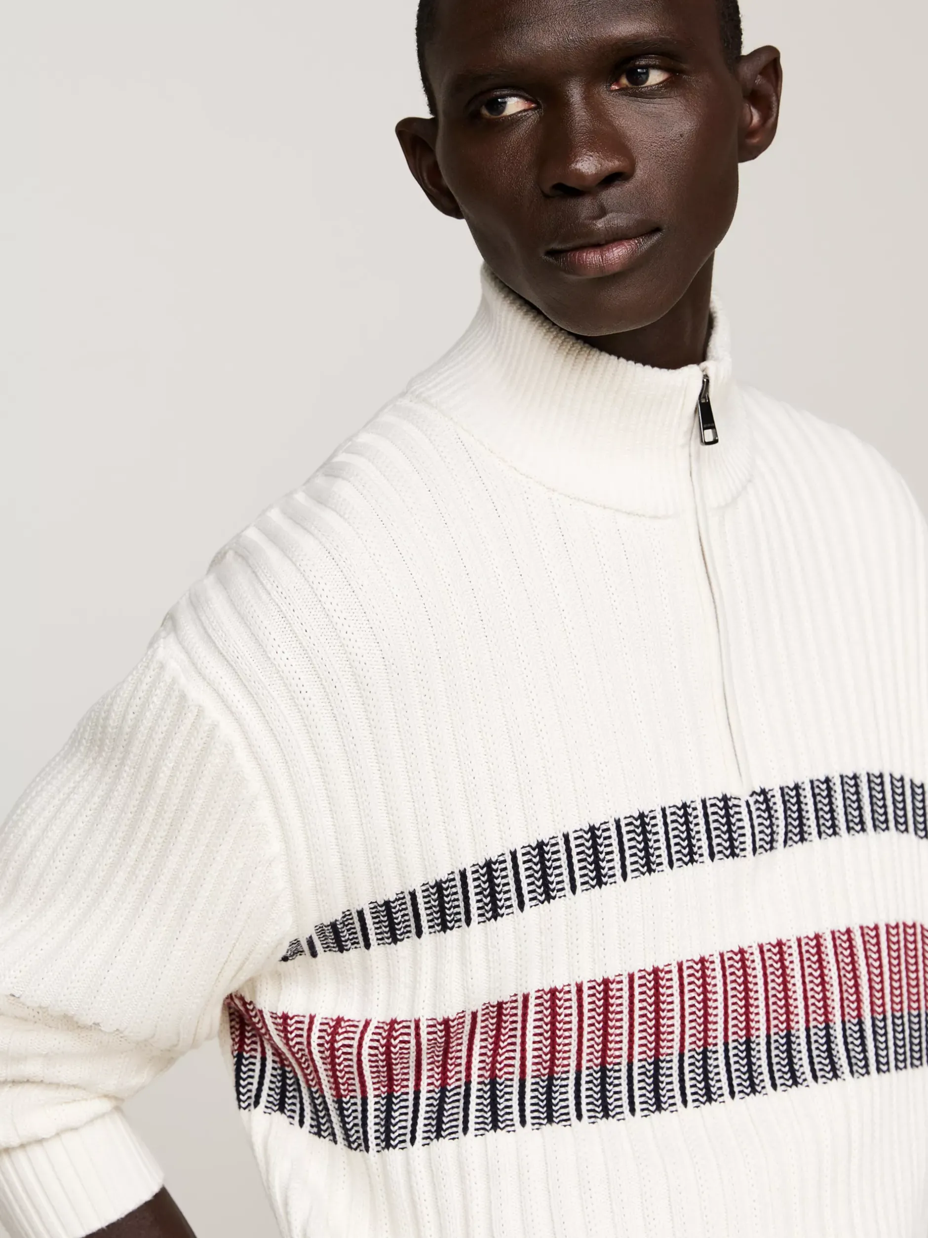 Sweter Z Zamkiem|Swetry*Tommy Hilfiger Sweter Global O Luźnym Kroju IVORY