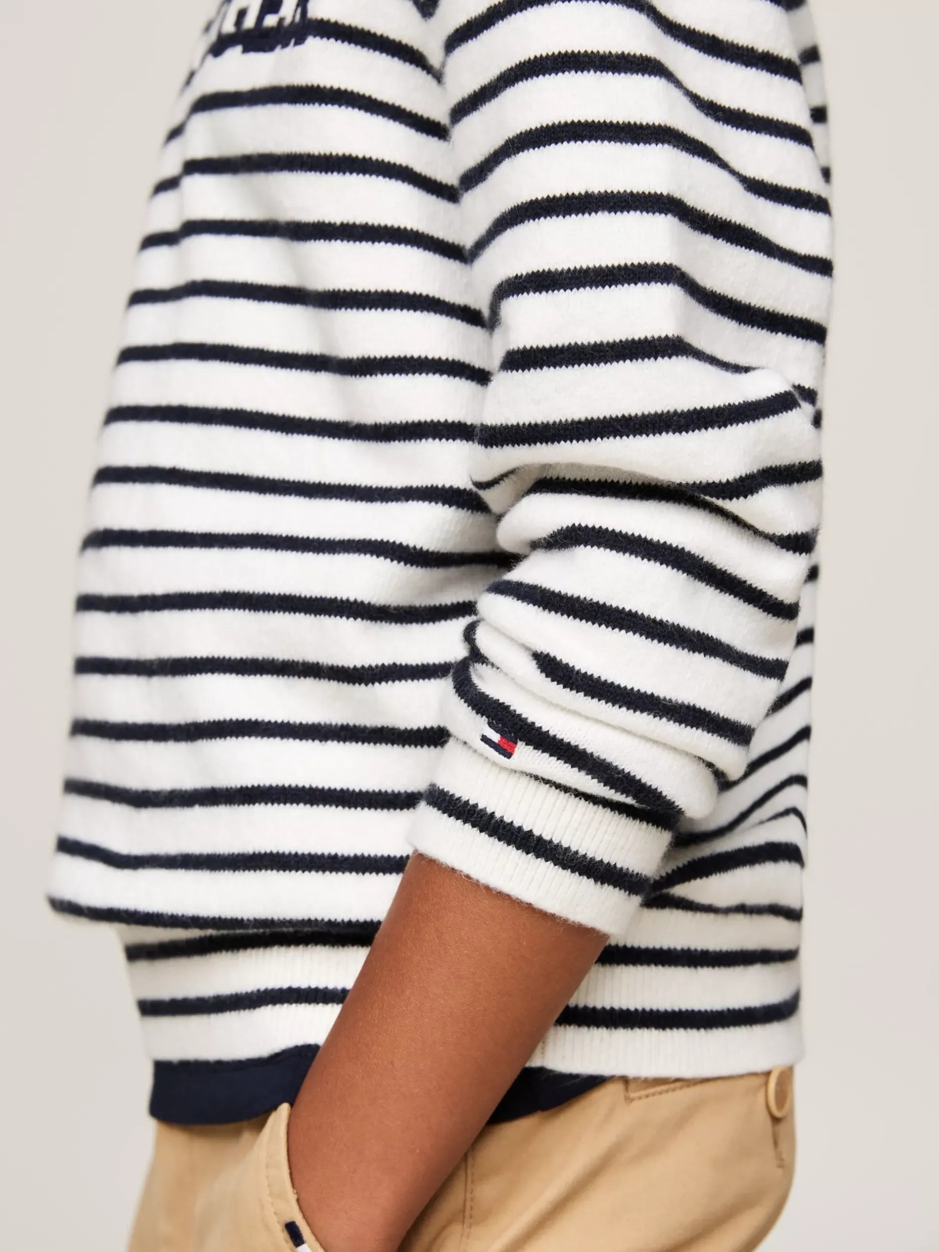 Dzianina*Tommy Hilfiger Sweter Hilfiger Monotype Z Okrągłym Dekoltem WHITE BASE / BLUE STTRIPE