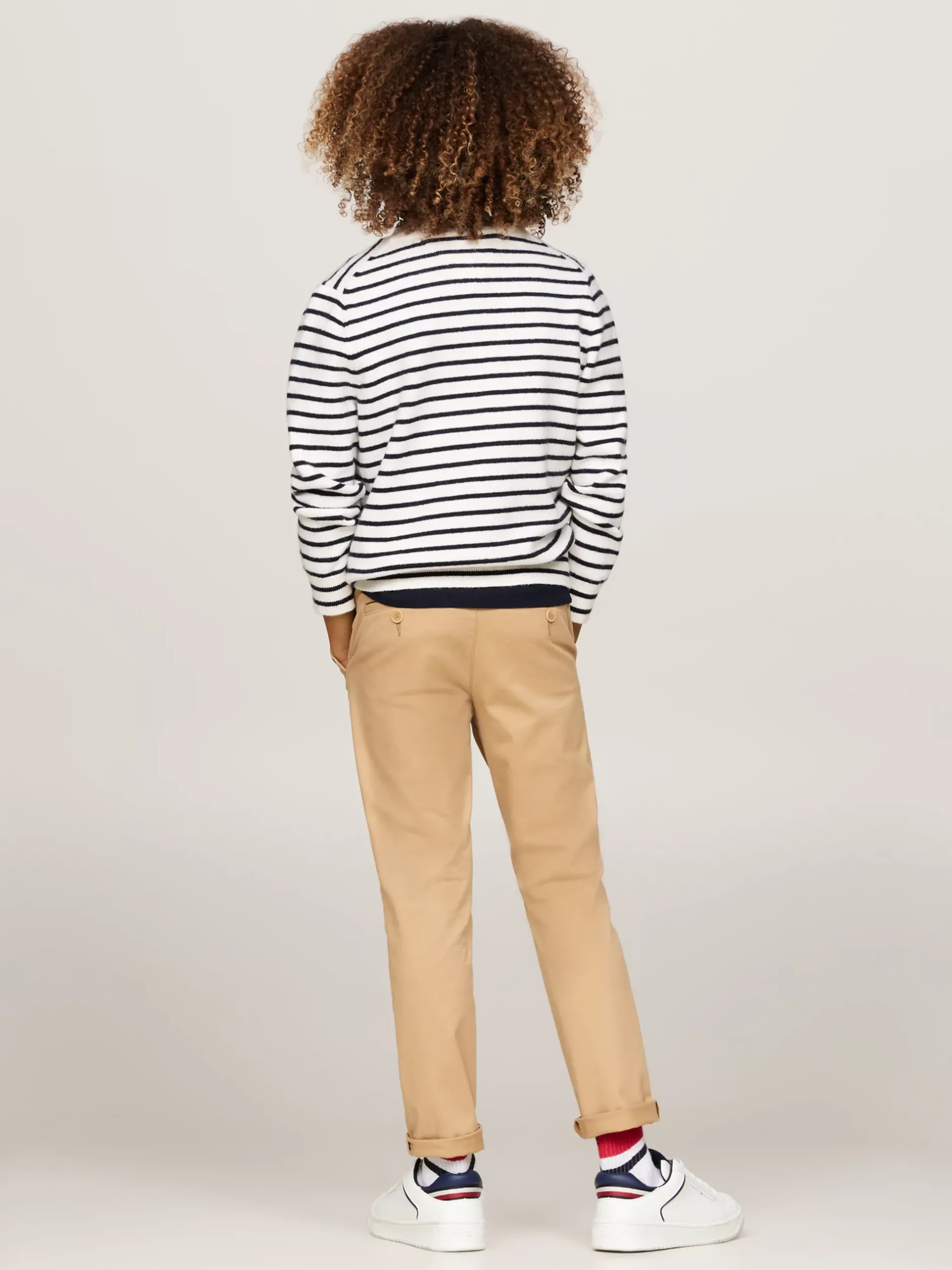 Dzianina*Tommy Hilfiger Sweter Hilfiger Monotype Z Okrągłym Dekoltem WHITE BASE / BLUE STTRIPE