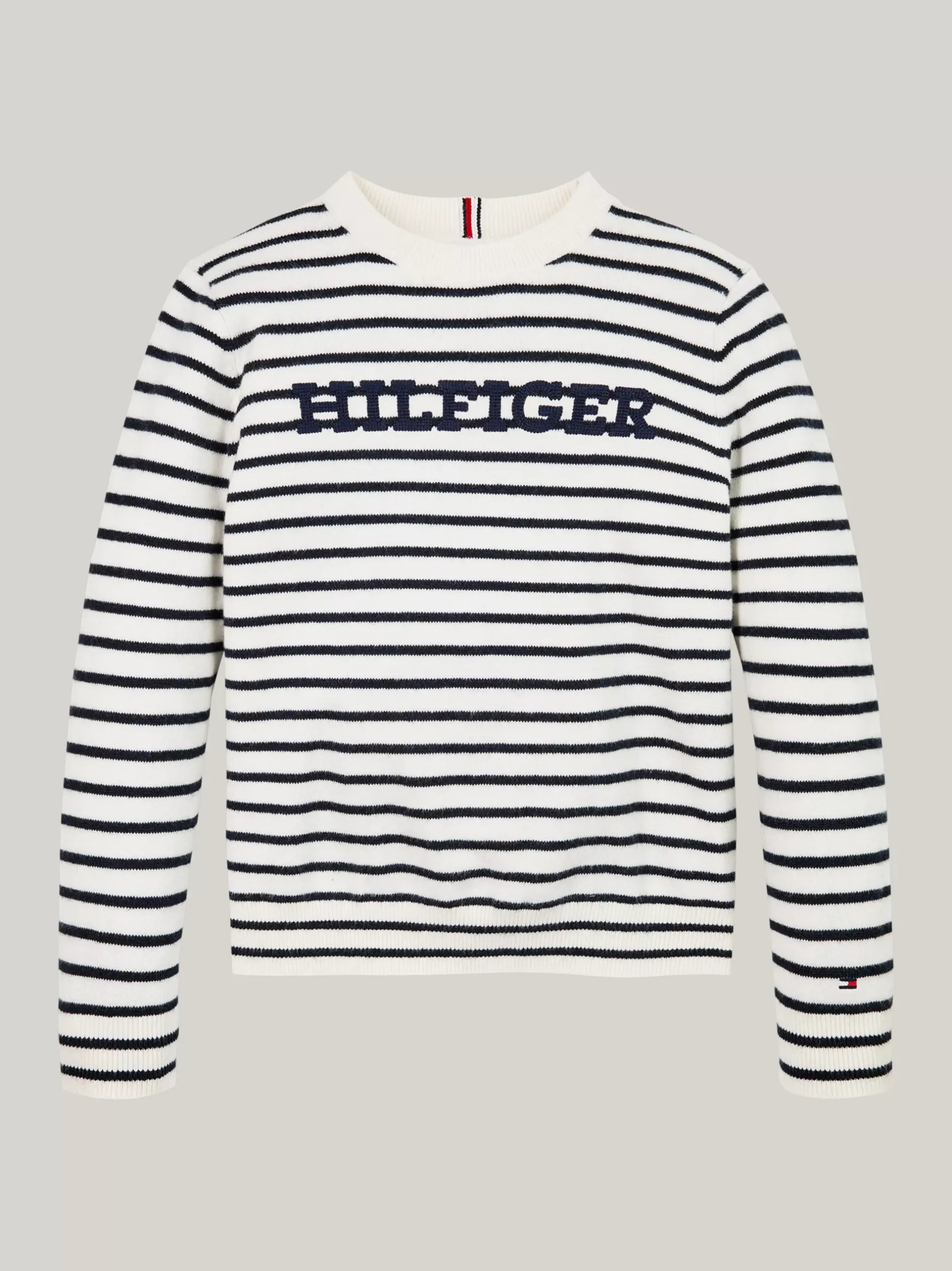 Dzianina*Tommy Hilfiger Sweter Hilfiger Monotype Z Okrągłym Dekoltem WHITE BASE / BLUE STTRIPE