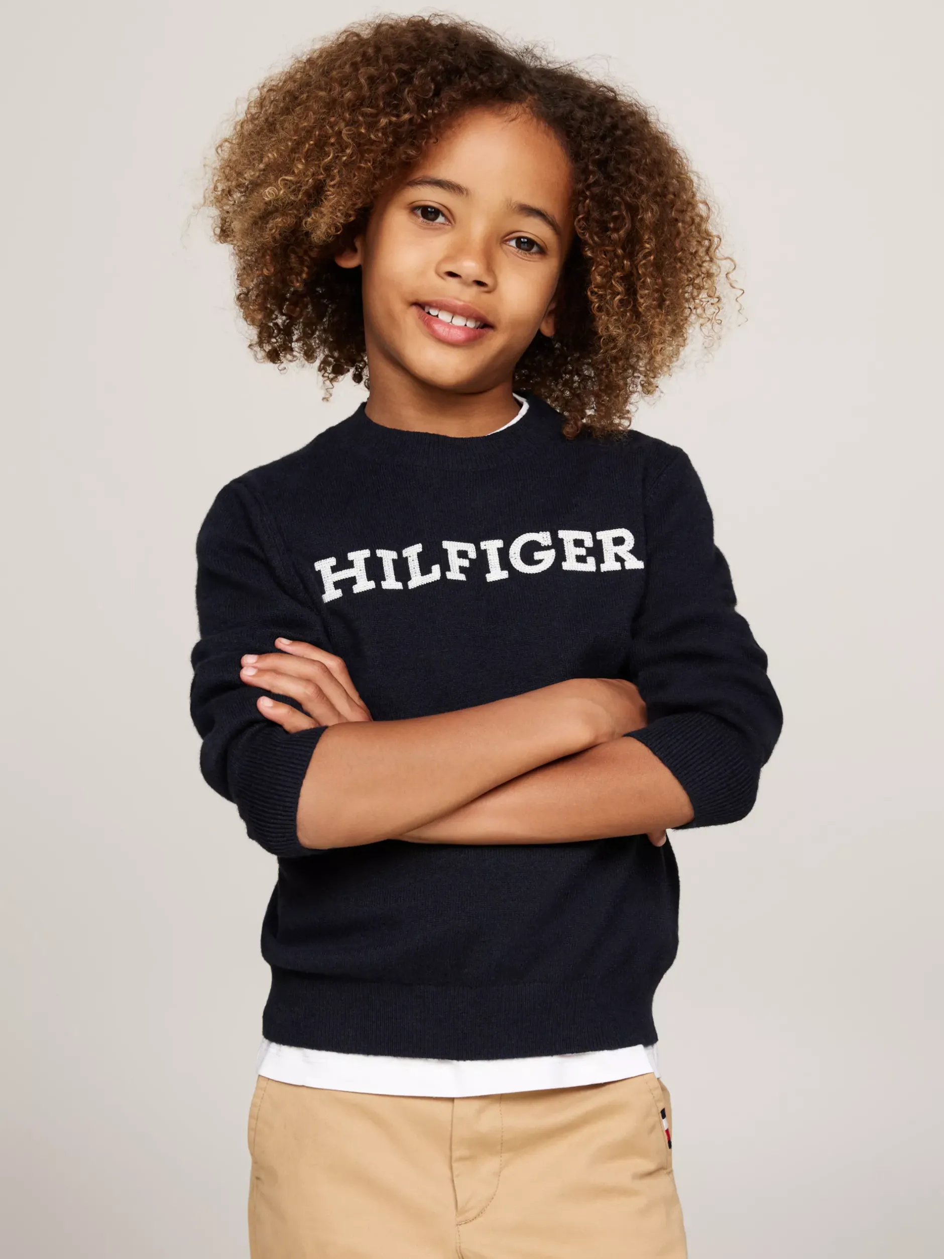 Dzianina*Tommy Hilfiger Sweter Hilfiger Monotype Z Okrągłym Dekoltem DESERT SKY