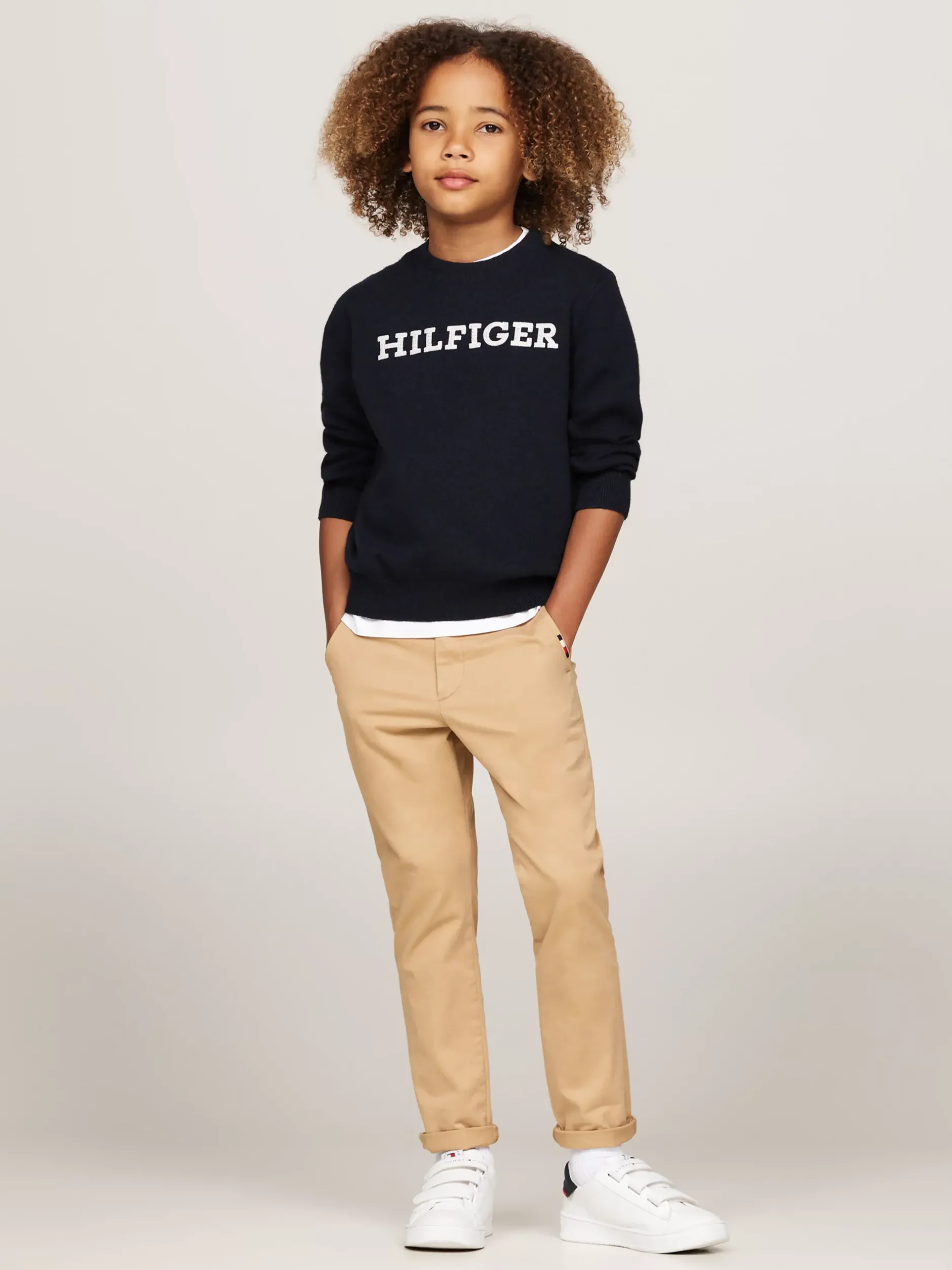 Dzianina*Tommy Hilfiger Sweter Hilfiger Monotype Z Okrągłym Dekoltem DESERT SKY