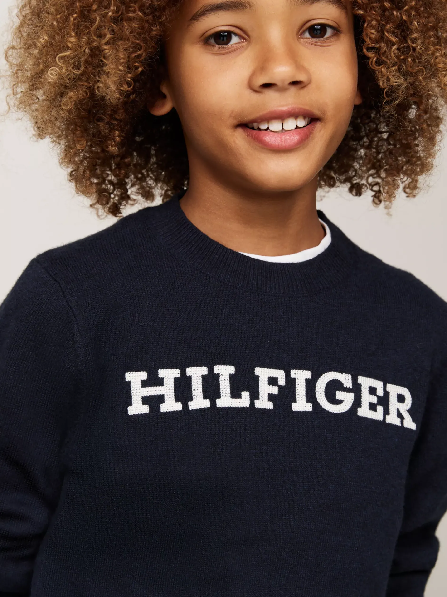 Dzianina*Tommy Hilfiger Sweter Hilfiger Monotype Z Okrągłym Dekoltem DESERT SKY