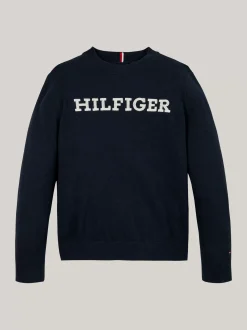 Dzianina*Tommy Hilfiger Sweter Hilfiger Monotype Z Okrągłym Dekoltem DESERT SKY