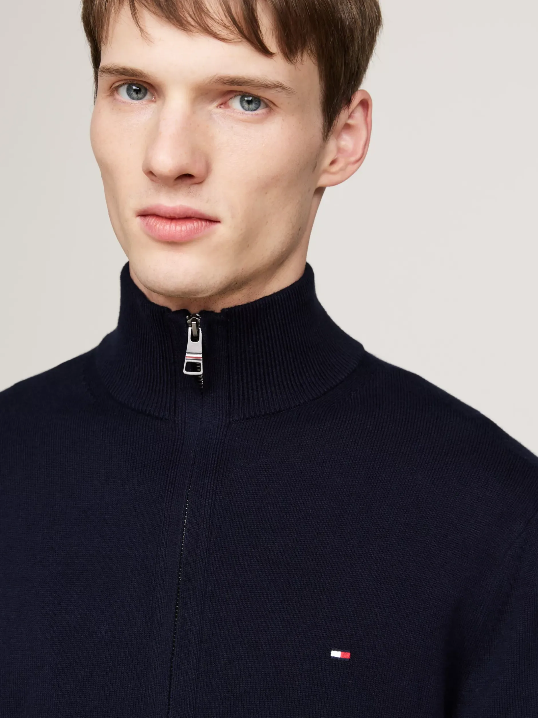 Swetry|Dzianina*Tommy Hilfiger Sweter Na Zamek Z Kaszmirem DESERT SKY