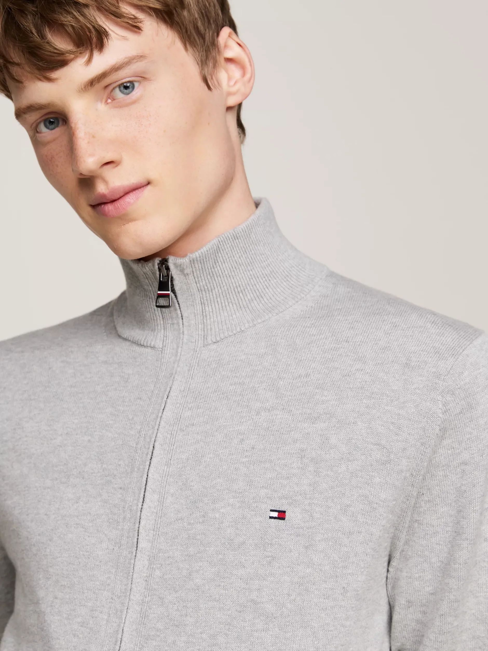 Kardigany|Swetry*Tommy Hilfiger Sweter Na Zamek Z Kaszmirem LIGHT GREY HEATHER