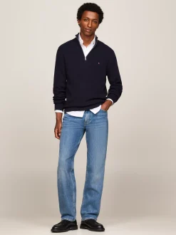 Sweter Z Zamkiem|Swetry*Tommy Hilfiger Sweter O Waflowym Splocie DESERT SKY