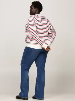 Swetry Z Okrągłym Dekoltem|Swetry*Tommy Hilfiger Sweter O Warkoczowym Splocie Curve RWB STRIPE